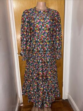 Boden Multicolor Floral Tiered Maxi Dress